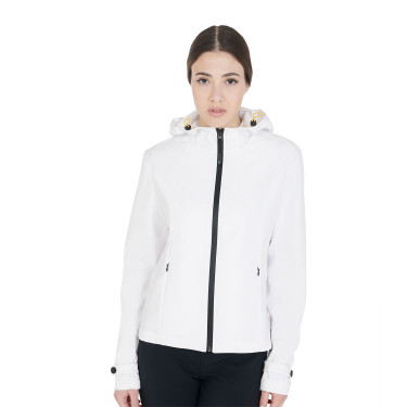 Casaco softshell ajustado com fecho corta-vento feminino Equestro Branco