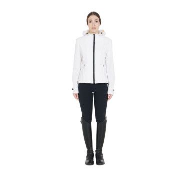 Casaco softshell ajustado com fecho corta-vento feminino Equestro Branco