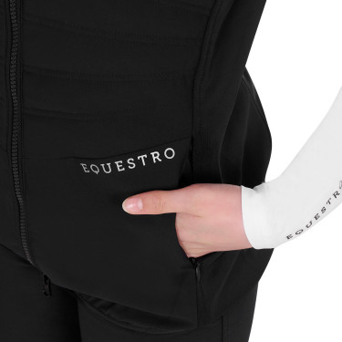 Colete feminino acinturado sem mangas em tecido técnico Equestro Colete feminino acinturado sem mangas em tecido técnico Equestro