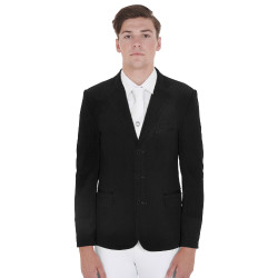 Casaco de competição perfurado masculino 3 botões Equestro Preto