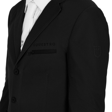 Casaco de competição perfurado masculino 3 botões Equestro Preto