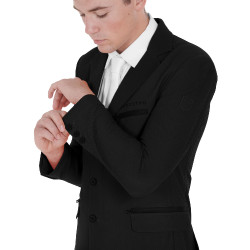 Casaco de competição perfurado masculino 3 botões Equestro Preto