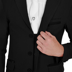 Casaco de competição perfurado masculino 3 botões Equestro Preto
