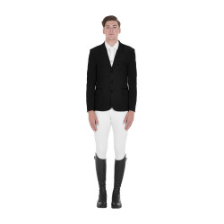 Casaco de competição perfurado masculino 3 botões Equestro Preto