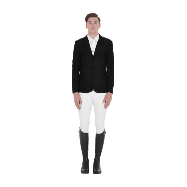 Casaco de competição perfurado masculino 3 botões Equestro Preto