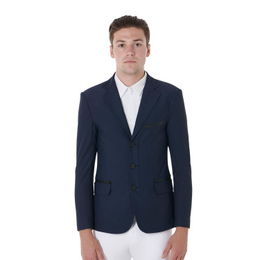 Casaco de competição perfurado masculino 3 botões Equestro Casaco de competição perfurado masculino 3 botões Equestro