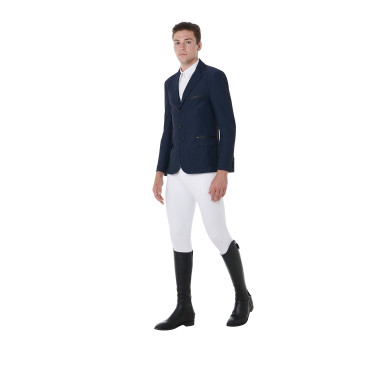 Casaco de competição perfurado masculino 3 botões Equestro Casaco de competição perfurado masculino 3 botões Equestro