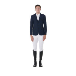 Casaco de competição perfurado masculino 3 botões Equestro Marinho Azul-marinho