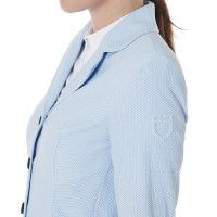 Casaco de competição perfurado feminino 4 botões Equestro Azul céu Casaco de competição perfurado feminino 4 botões Equestro Azul céu