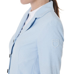 Casaco de competição perfurado feminino 4 botões Equestro Azul céu
