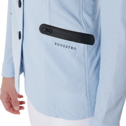 Casaco de competição perfurado feminino 4 botões Equestro Azul céu