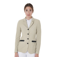 Casaco de competição perfurado feminino 4 botões Equestro Preto Casaco de competição perfurado feminino 4 botões Equestro Preto