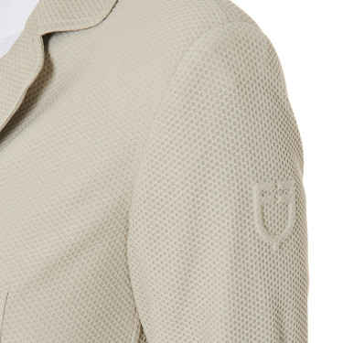 Casaco de competição perfurado feminino 4 botões Equestro Oxford bronzeado Rosa