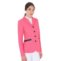 Casaco de competição perfurado feminino 4 botões Equestro Madressilva Rosa Casaco de competição perfurado feminino 4 botões Equestro Madressilva Rosa