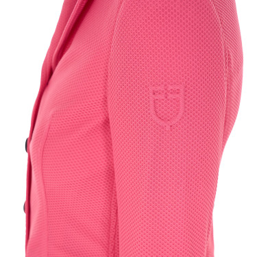 Casaco de competição perfurado feminino 4 botões Equestro Madressilva Rosa