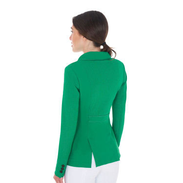 Damen-Wettkampfjacke perforiert 3 Knöpfe Equestro Verde ultramarino