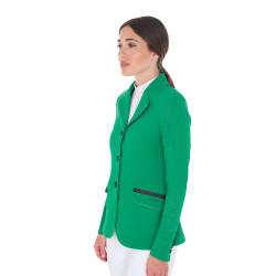 Damen-Wettkampfjacke perforiert 3 Knöpfe Equestro Verde ultramarino