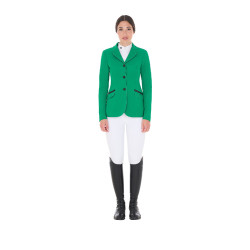 Damen-Wettkampfjacke perforiert 3 Knöpfe Equestro Verde ultramarino