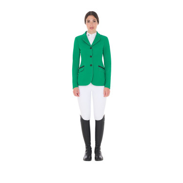 Damen-Wettkampfjacke perforiert 3 Knöpfe Equestro Verde ultramarino
