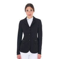 Damen-Wettkampfjacke perforiert 3 Knöpfe Equestro Preto