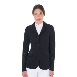 Damen-Wettkampfjacke perforiert 3 Knöpfe Equestro Preto