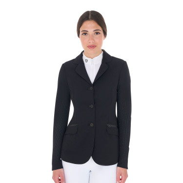 Damen-Wettkampfjacke perforiert 3 Knöpfe Equestro Preto