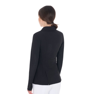 Damen-Wettkampfjacke perforiert 3 Knöpfe Equestro Preto
