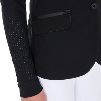 Damen-Wettkampfjacke perforiert 3 Knöpfe Equestro Preto