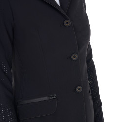 Damen-Wettkampfjacke perforiert 3 Knöpfe Equestro Preto