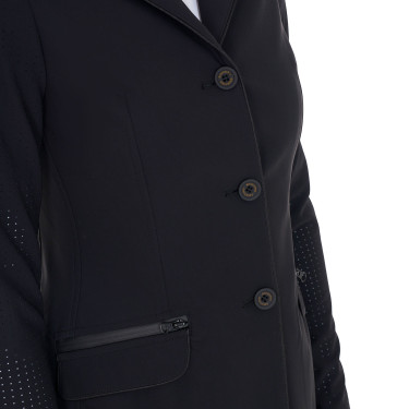 Damen-Wettkampfjacke perforiert 3 Knöpfe Equestro Preto