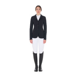 Damen-Wettkampfjacke perforiert 3 Knöpfe Equestro Preto