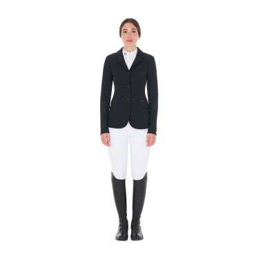 Damen-Wettkampfjacke perforiert 3 Knöpfe Equestro Preto
