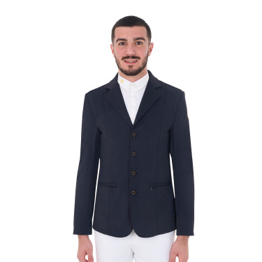 Casaco de competição masculino com logotipo bordado contrastante Equestro Blazer marinho Azul-marinho