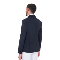 Casaco de competição masculino com logotipo bordado contrastante Equestro Blazer marinho Azul-marinho