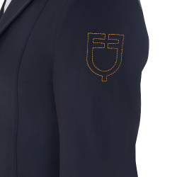 Casaco de competição masculino com logotipo bordado contrastante Equestro Blazer marinho Azul-marinho