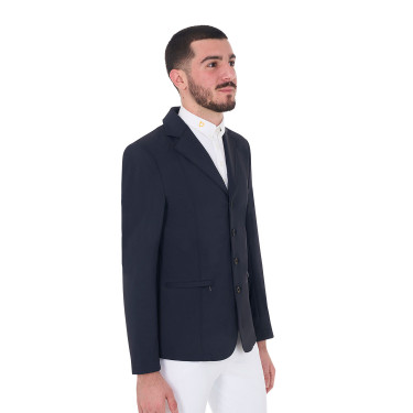 Casaco de competição masculino com logotipo bordado contrastante Equestro Blazer marinho Azul-marinho