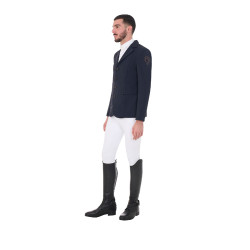Casaco de competição masculino com logotipo bordado contrastante Equestro Blazer marinho Azul-marinho