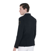 Casaco de competição masculino com logotipo bordado contrastante Equestro Preto Casaco de competição masculino com logotipo bordado contrastante Equestro Preto