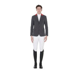 Casaco de competição masculino 3 botões Elegance Equestro Cinza / bordô Cinzento