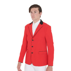 Casaco de competição masculino 3 botões Elegance Equestro Vermelho / preto