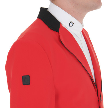 Casaco de competição masculino 3 botões Elegance Equestro Vermelho / preto