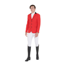 Casaco de competição masculino 3 botões Elegance Equestro Vermelho / preto
