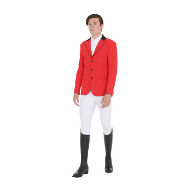 Casaco de competição masculino 3 botões Elegance Equestro Vermelho / preto