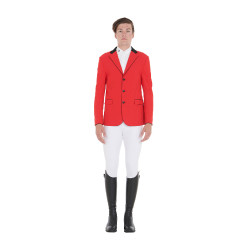 Casaco de competição masculino 3 botões Elegance Equestro Vermelho / preto