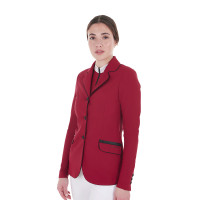 Casaco de competição feminino em tecido técnico elástico Equestro Preto Casaco de competição feminino em tecido técnico elástico Equestro Preto