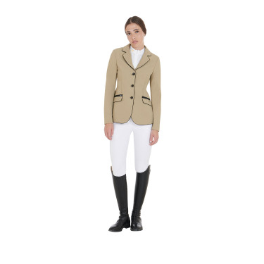 Casaco de competição feminino em tecido técnico elástico Equestro Casaco de competição feminino em tecido técnico elástico Equestro