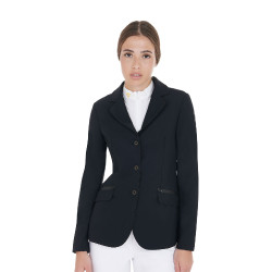 Casaco de competição feminino em tecido técnico elástico Equestro Preto