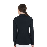 Casaco de competição feminino em tecido técnico elástico Equestro Preto Casaco de competição feminino em tecido técnico elástico Equestro Preto