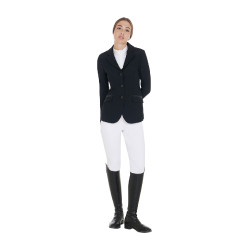 Casaco de competição feminino em tecido técnico elástico Equestro Preto