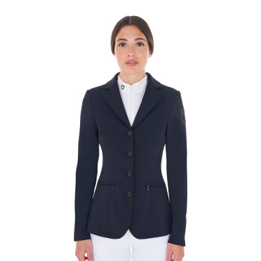 Casaco de competição feminino com logotipo bordado contrastante Equestro Blazer marinho Azul-marinho